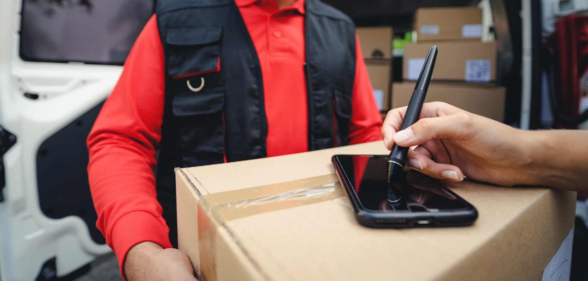 Express,Courier,Delivering,Cardboard,Box,Order,To,Customer,-,Deliver